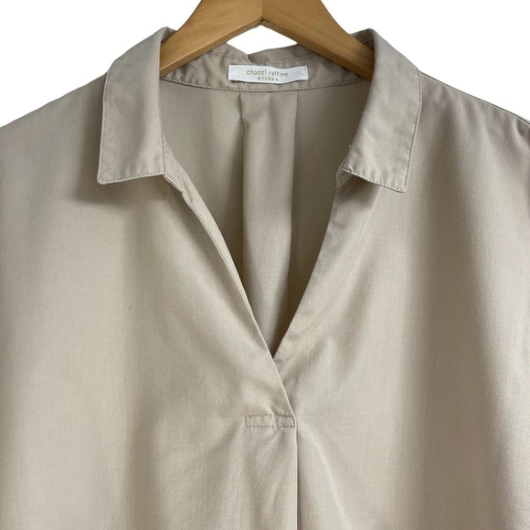 Chocol Raffine Robe Womens Lightweight Pullover Long Sleeve Beige Blouse Size S - Picture 3 of 7